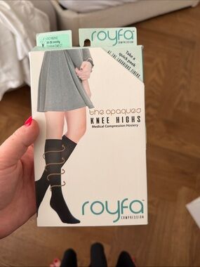 Royfa The Opaques Black Knee Highs - Medical Compression Hosiery